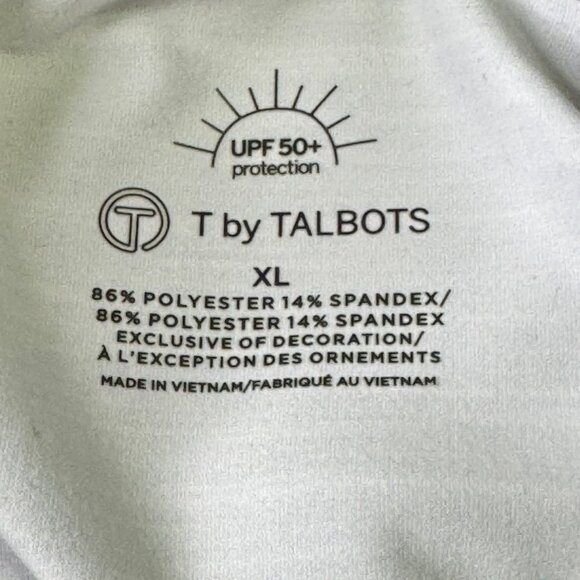 T By Talbots XL Womens Black White Striped Pullover Drawstring Cowl Neck UPF 50 - Picture 3 of 9